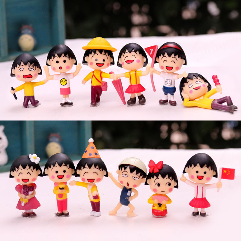 12 Chiếc 4.5cm Anime Chibi Maruko Chan PVC Nhân Vật Hành Động Kawaii Trang Trí Đồ Chơi Bộ Sưu Tập Mô