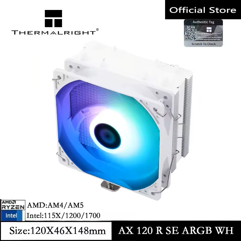 Thermalright AX120 R-SE WHITE ARGB CPU Air Cooler 4 Ống dẫn nhiệt Khung gầm tản nhiệt PC cho AMD AM4