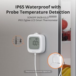 Sonoff SNZB-02LD IP65 Zigbee LCD Nhiệt kế thông minh có đầu dò Phát hiện bể bơi Bồn tắm Tủ lạnh Tủ đông Đo nhiệt độ chất lỏng Làm việc với Alexa Google Home Need Sonoff Zigbee Hub