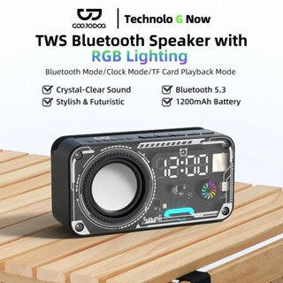 GOOJODOQ Loa Bluetooth không dây Thiết kế gió cơ khí Hiển thị thời gian chính xác Bluetooth 5.3LED RGB chiếu sáng