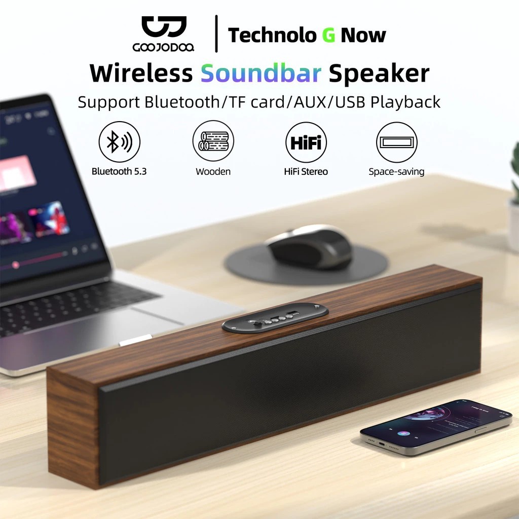 Loa Bluetooth GOOJODOQ Thiết kế bằng gỗ kích thước lớn Loa không dây PC Máy tính xách tay Âm thanh USB Chơi game Thẻ TF AUX | BigBuy360 - bigbuy360.vn