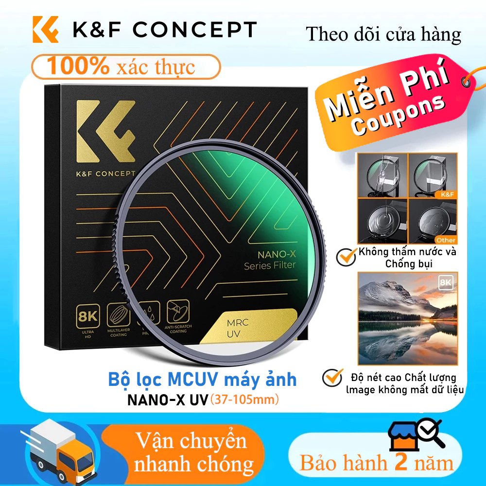 K&F CONCEPT NANO-X MCUV Filter Kính quang học siêu trong cho Filter/Camera bảo vệ Khăn lau*3