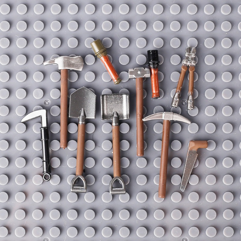 10 Cái / bộ Phụ Kiện Quân Sự Nông Dân Dụng Cụ Khối Xây Dựng Hiện Đại Craftsman MOC Gạch Đồ Chơi Trẻ 