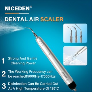 NICEDEN Miệng siêu âm gốc kênh làm việc đầu xoay làm sạch kim loại bỏ đá nha khoa khí nén làm sạch răng