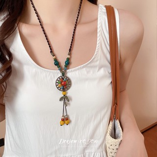 DREJEW Vòng cổ gốm phong cách cổ điển Trung Quốc mới phong cách dân tộc thời trang đa năng xương đòn chuỗi thích hợp trang trí vòng cổ cao cấp