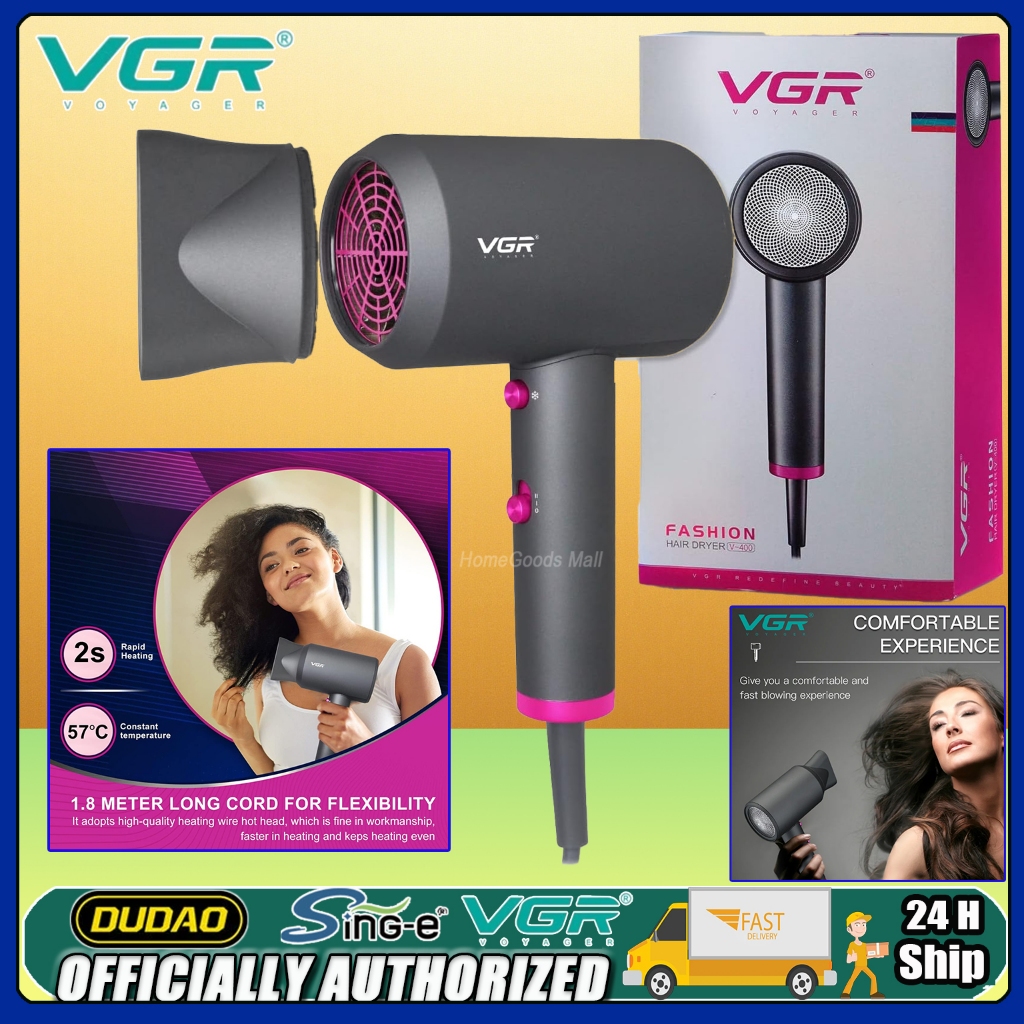 Máy sấy tóc Ion âm VGR400 Cài đặt nhiệt kép 2000W (Nóng & Mát) Công cụ tạo kiểu tóc sấy nhanh Không 