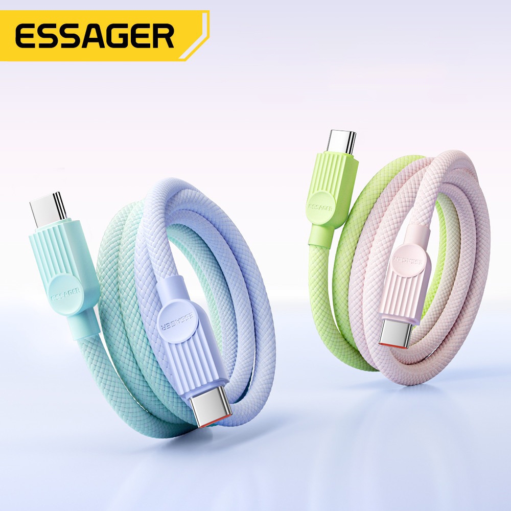 Cáp sạc siêu nhanh ESSAGER 60W Type-C sang Type-C Cáp bện hai màu cho máy tính xách tay Xiaomi Samsung