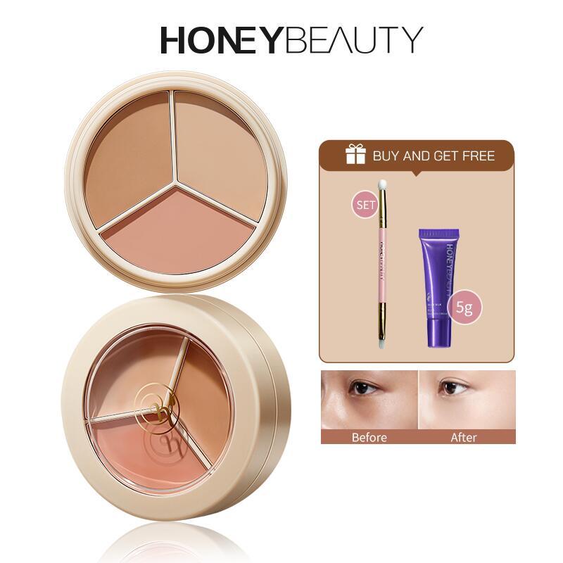 HONEY BEAUTY Concealer Chống Thấm Nước Ba Màu Mặt Sẹo Acne Dark Circles Cover 4.5g