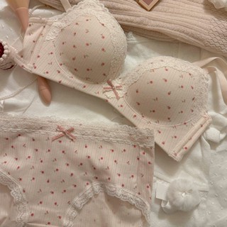 Nữ Ngọt Ngào Hoa Bộ Đồ Lót Áo Ngực Không Dây Quần Lót Ren Ngực Nhỏ Tập Hợp Đẩy Lên Quần Lót 32-38AB Kích Thước