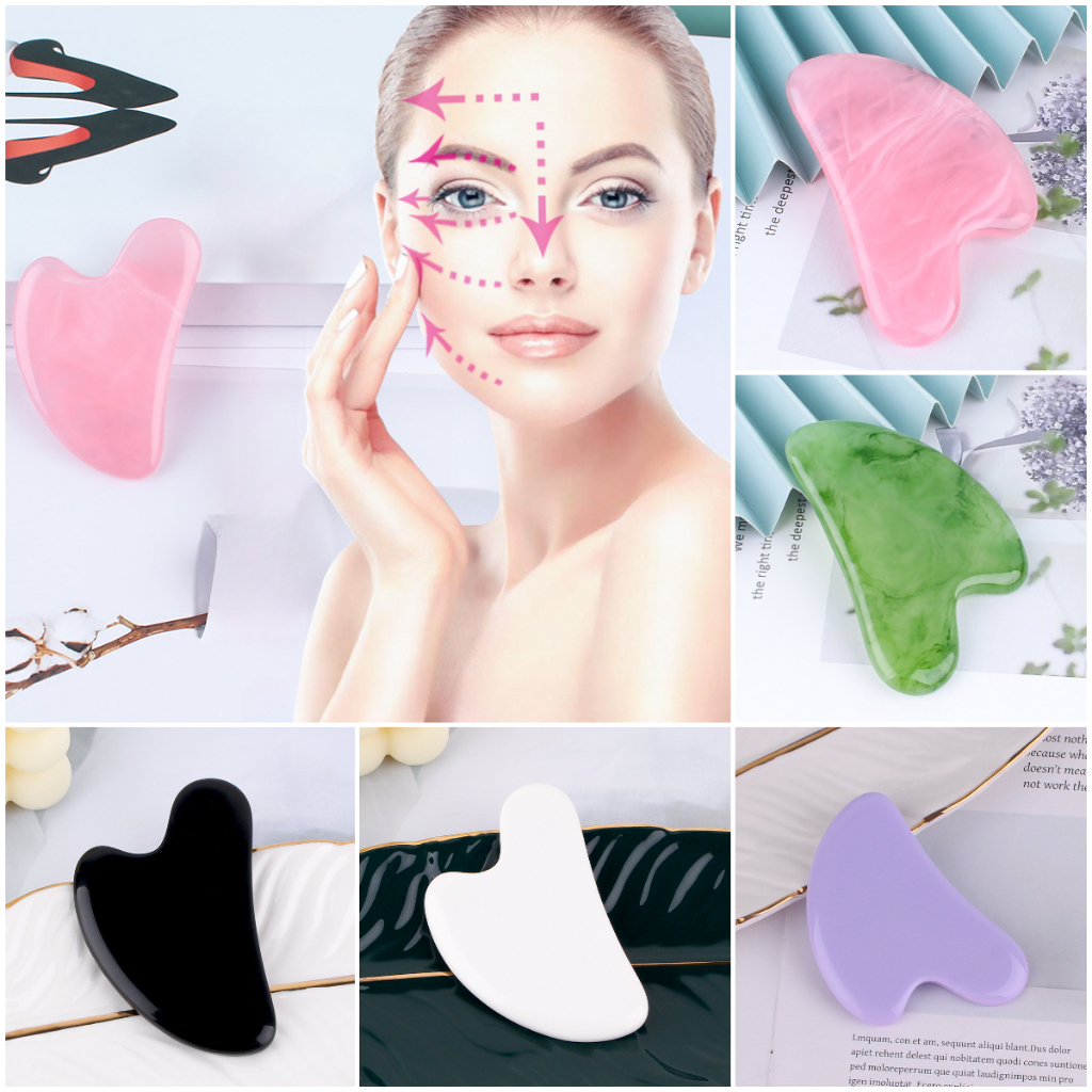 Viên Guasha hình trái tim, bảng massage làm đẹp, massage Guasha mặt, dụng cụ làm đẹp