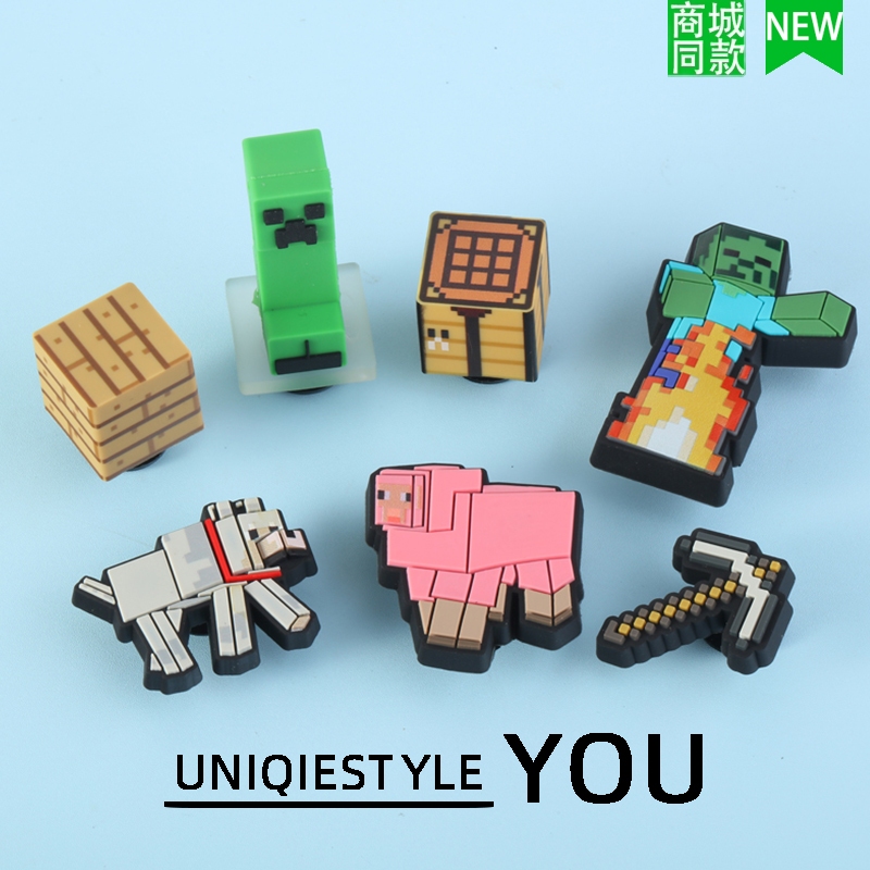 Lỗ Giày Hoa Phụ Kiện Trang Trí DIY Phụ Kiện Kết Cấu Ba Chiều Hoạt Hình Dễ Thương Minecraft Zhibixing