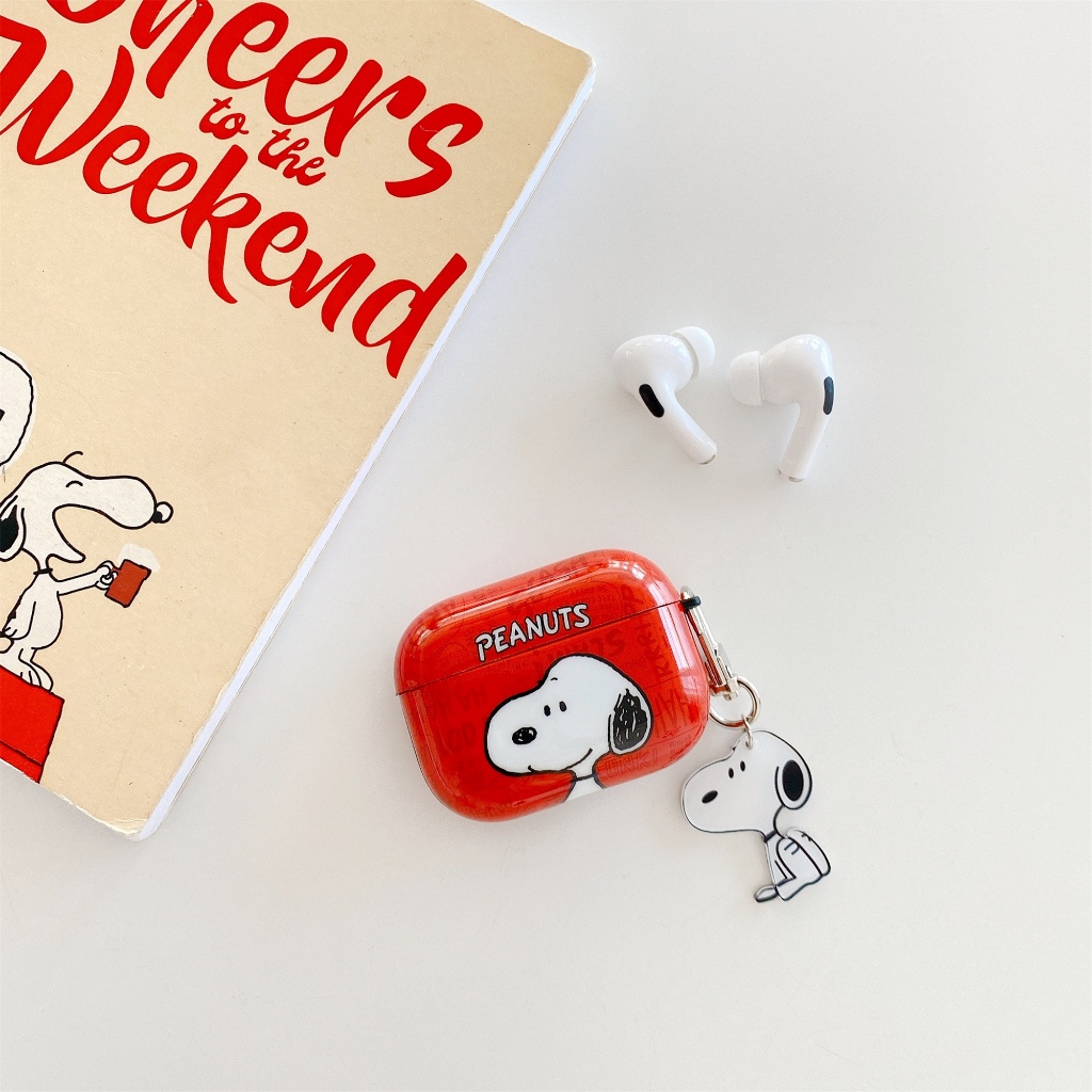 Ốp lưng Snoopy Airpod Pro3 màu đỏ Charlie Brown Airpod Pro2 Vỏ tai nghe IMD chống sốc cho AirPods Pr