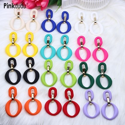 Pinkdudu Hình Học Bông Tai Acrylic Đơn Giản Đầy Màu Sắc Thời Trang Thả Bông Tai Ngày Lễ Nữ Trang Sức PD2240