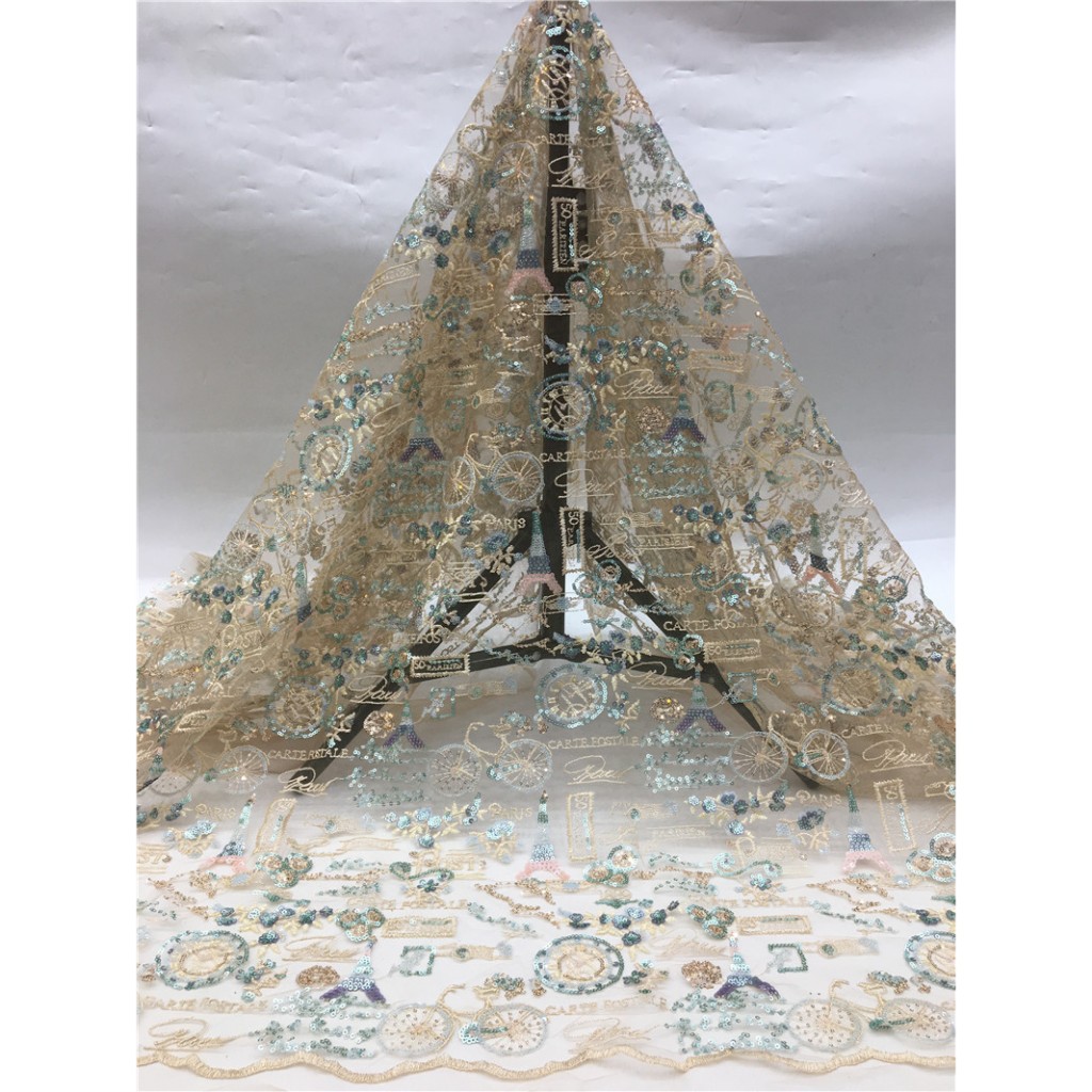 Vải sequin ren cổ điển phổ biến vải ren châu Phi sequin