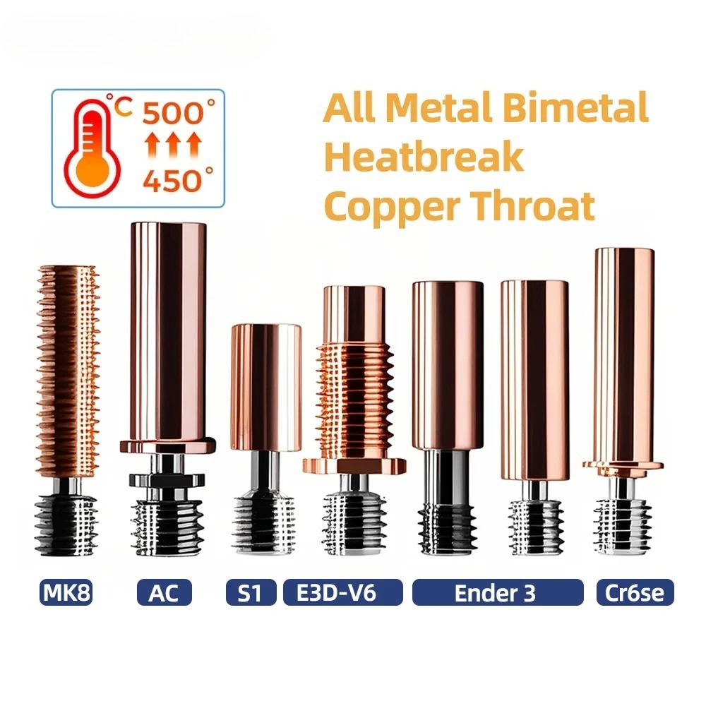 Bi-Metal V6-Crazy CR6 SE CR10-Tcrazy Heat Break Copper & Thép không gỉ Máy in 3D toàn kim loại Họng 