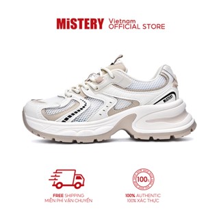 MiSTERY Giày Thể Thao đế Cao 5cm Màu Kaki Thoáng Khí Nữ MIS-1555