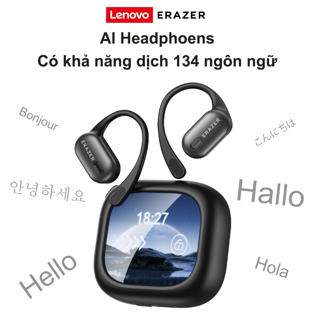 Tai nghe dịch thuật Lenovo ERAZER XF38 AI Tai nghe không dây LED Bluetooth 5.4 AI Tai nghe dịch thuật thời gian thực IPX7 Tai nghe nhét tai chống nước Chất lượng âm thanh HIFI | BigBuy360 - bigbuy360.vn