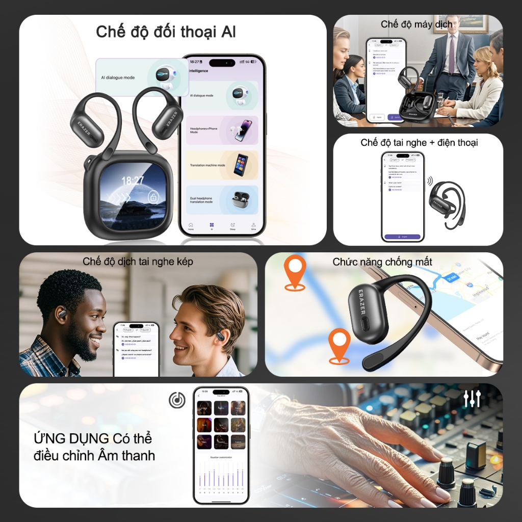 Tai nghe dịch thuật Lenovo ERAZER XF38 AI Tai nghe không dây LED Bluetooth 5.4 AI Tai nghe dịch thuật thời gian thực IPX7 Tai nghe nhét tai chống nước Chất lượng âm thanh HIFI | BigBuy360 - bigbuy360.vn