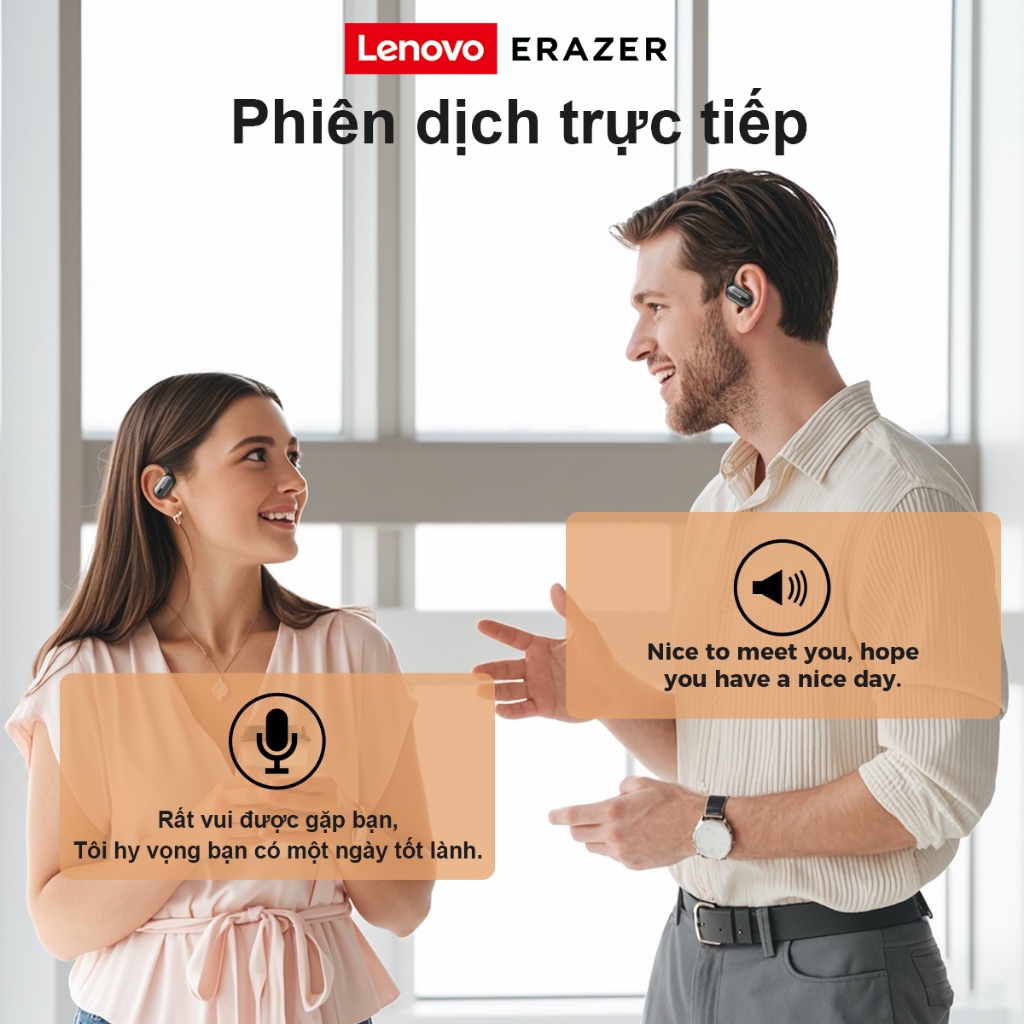 Tai nghe dịch thuật Lenovo ERAZER XF38 AI Tai nghe không dây LED Bluetooth 5.4 AI Tai nghe dịch thuật thời gian thực IPX7 Tai nghe nhét tai chống nước Chất lượng âm thanh HIFI | BigBuy360 - bigbuy360.vn