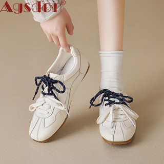  Giày thông thường Agsdon Nữ 2025 Phong cách mới Màu sắc phù hợp Dây giày Nhiều màu Phong cách thể thao phẳng 