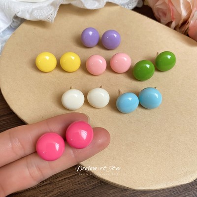DREJEW 925Silver kim màu đậu doodle bông tai độc đáo khí chất đa năng bông tai tươi và ngọt ngào