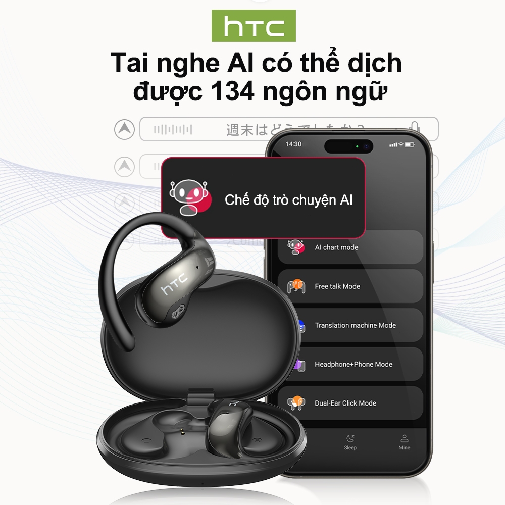 HTC NE19 AI tai nghe dịch thuật V5.4 Tai Nghe Bluetooth HIFI Gọi Chống Ồn Tai Nghe Không Dây Chống Ồn IP54 Tai Nghe Thể Thao Chống Nước | BigBuy360 - bigbuy360.vn