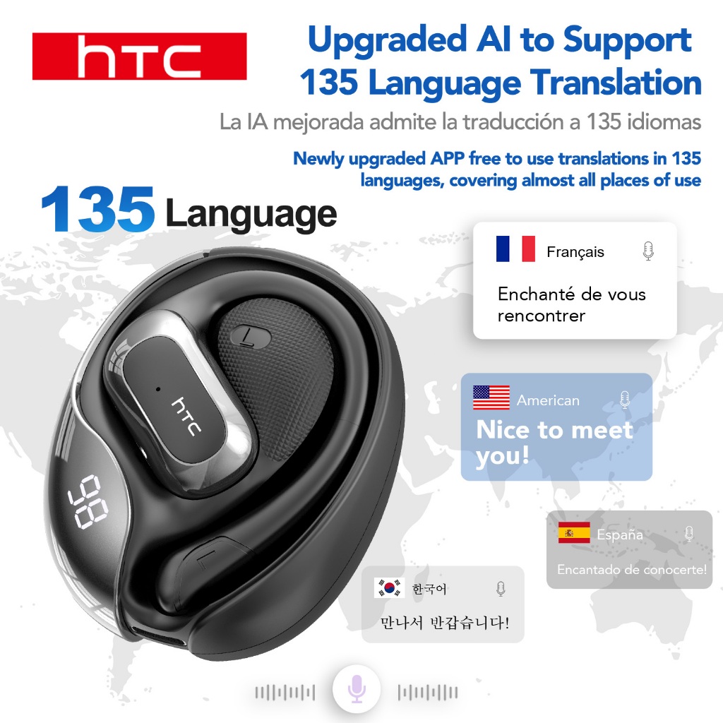 HTC NE21 AI tai nghe dịch thuật Tai nghe Bluetooth chống ồn ENC OWS tai nghe không dây dạng hở Tai nghe thể thao chống nước và chống mồ hôi | BigBuy360 - bigbuy360.vn