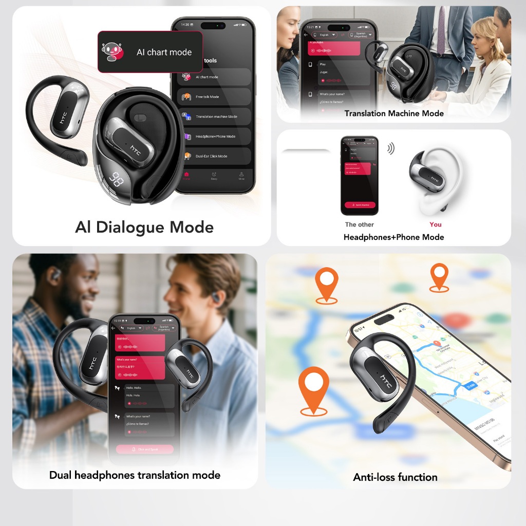 HTC NE21 AI tai nghe dịch thuật Tai nghe Bluetooth chống ồn ENC OWS tai nghe không dây dạng hở Tai nghe thể thao chống nước và chống mồ hôi | BigBuy360 - bigbuy360.vn