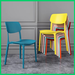 Ghế ăn Bắc Âu Ghế nhựa dày có tựa lưng Ghế cà phê Ghế nhà màu đen trắng