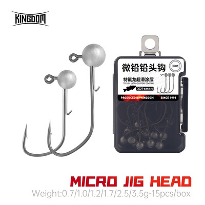 Kingdom Micro Jig Đầu Móc Câu 15 Cái / hộp 0.7g 1.0g 1.2g 1.7g 2.5g 3.5g Mồi Mềm Mồi Phụ Kiện Móc Barb Sắc Nét Móc Câu Cá Đầu Lực Kéo Siêu Mạnh