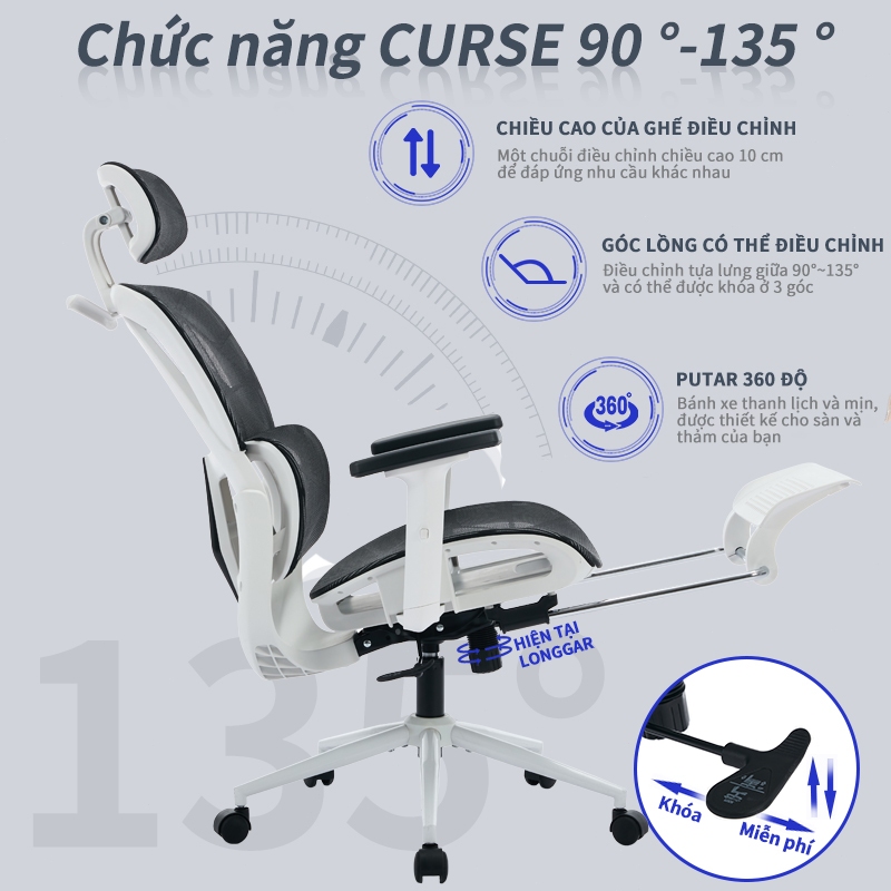 ghế công thái học ghế văn phòng ngã lưng ghế công thái học ghế xoay văn phòng office  gaming chair | BigBuy360 - bigbuy360.vn