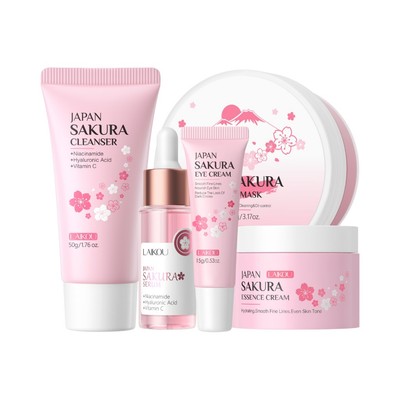 Bộ mỹ phẩm LAIKOU gồm sữa rửa mặt hoa anh đào 50g + Serum dưỡng da mặt 17g + Kem dưỡng mắt 15g + Mặt nạ bùn 80g