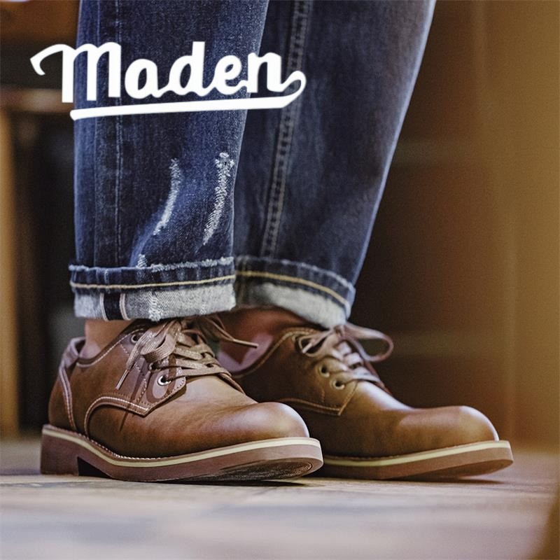 Thương hiệu MADEN 2025 giày bảo hộ lao động cắt thấp mới, giày derby cổ điển Mỹ mũi tròn, giày da th
