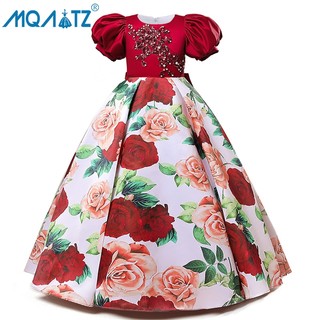  MQATZ Hoa Trẻ Em Đầm Dạ Hội Cho Bé Gái Trẻ Em Trang Phục Ngắn Tay Váy Cưới Cô Gái Nơ Đảng Đầm Công Chúa LP-319 