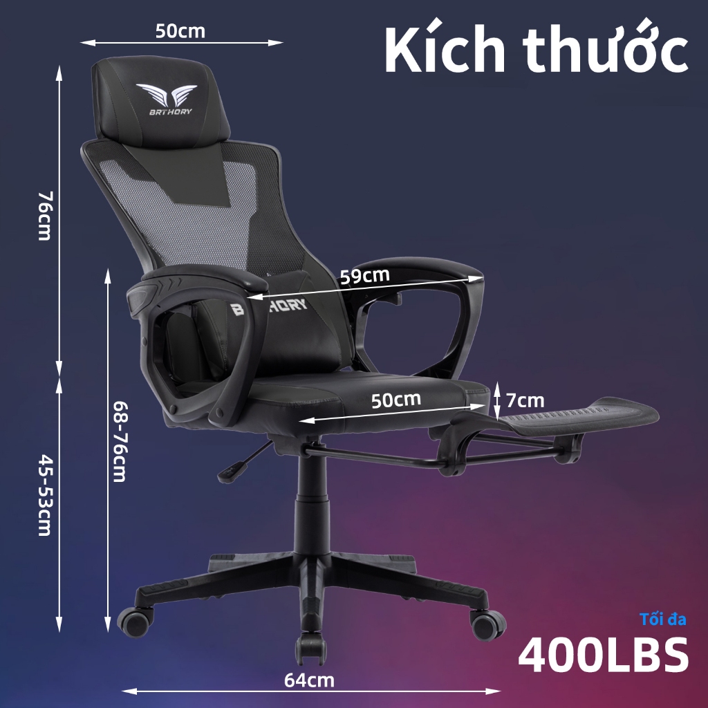 BRTHORY ghế gaming công thái học ghế gameming giá rẻ ghế xoay 360 độ hiện đại Ghế chơi game ngả lưng có chỗ để chân, vận chuyển nhanh | BigBuy360 - bigbuy360.vn