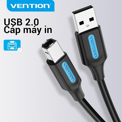 Dây máy in USB 2.0 chuẩn A đực sang chuẩn B đực Vention USB Type B USB 2.0 đực sang 480Mbps cho máy in máy quét