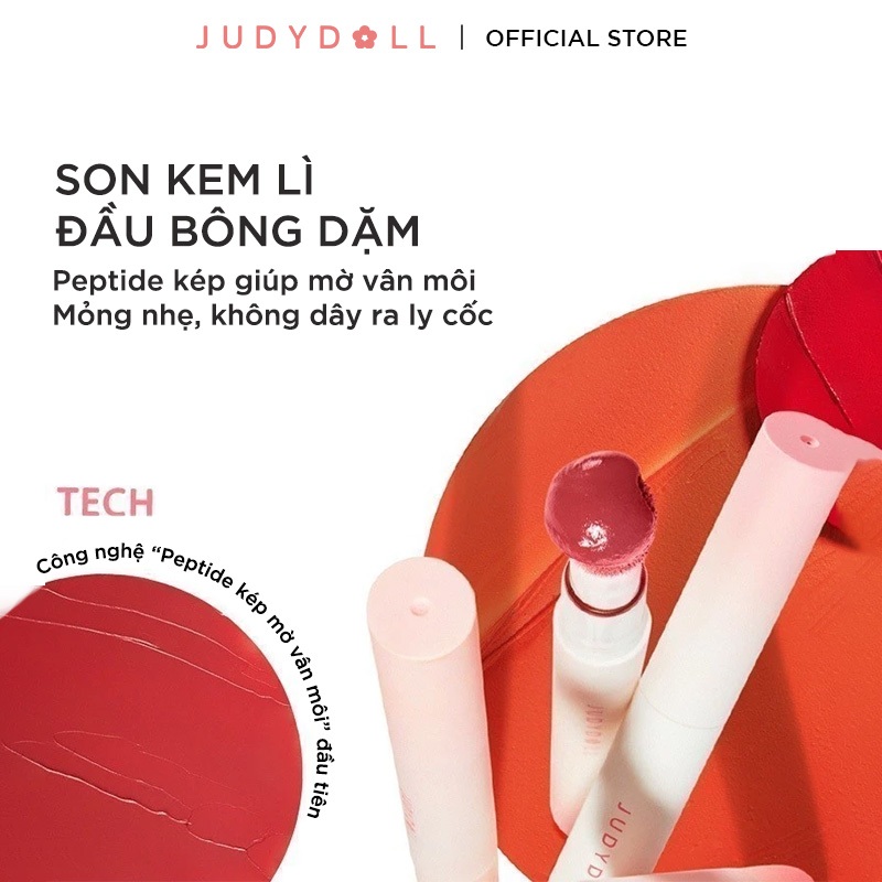 [MỚI] Son Đầu Bông JUDYDOLL Matte Lip Cream Son kem Mịn lì Mờ vân môi Chuẩn màu Lâu trôi 2,6ml | BigBuy360 - bigbuy360.vn