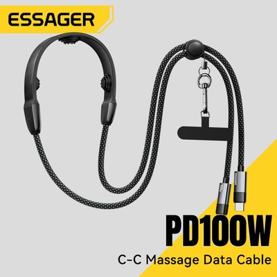 Essager Massage Điện + Dây Sạc PD 100W Type-C Sang Type-C Cáp Thích Hợp Cho Cáp Dữ Liệu Sạc Nhanh