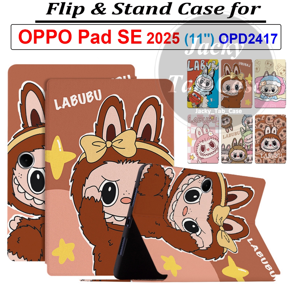 Dành Cho OPPO Pad SE (Model: OPD2417 OPD2420 OPD2419) 2025 11.0 "Vỏ Da LABUBU Thời Trang Flip Stand 