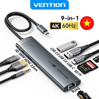 Vention HUB 9 IN 1 với HDMI 4K 60hz Bộ Chia Cổng 10Gbps pd100w hdmi Sang Cổng usb 9 Trong 1 Tiện Dụng