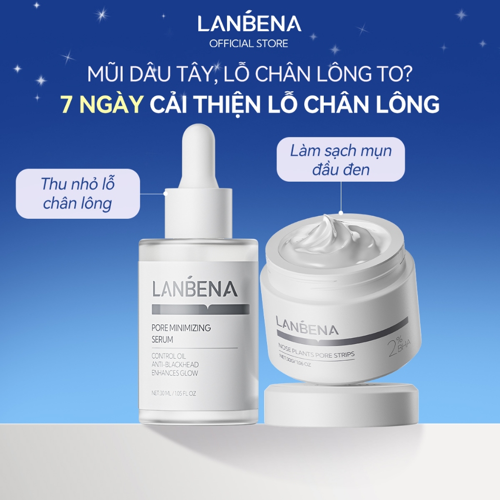【PLUS 30g Lột Mụn +30ml Serum LANBENA Mặt nạ kết hợp Mặt nạ mũi và kết hợp dạng lỏng thu nhỏ lỗ chân lông Loại bỏ mụn đầu đen Da làm sạch sâu lột mụn lanbena vn7