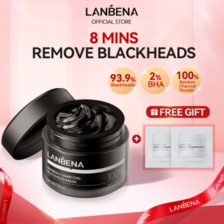 Bamboo Mặt nạ lột mụn mũi Lanbena làm sạch sâu than hoạt tính dưỡng ẩm chăm sóc làn da 30g