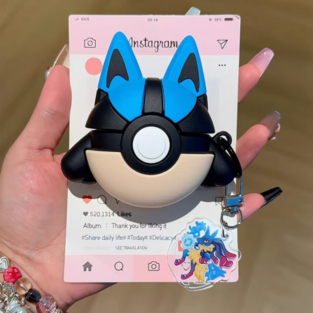Ốp lưng Pokemon Lucario AirPods Pro3 AirPods Pro2 PokeBall Shape Vỏ tai nghe 3D chống sốc cho AirPod