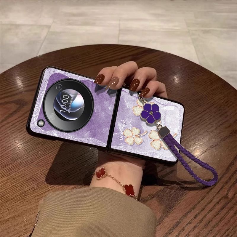 Ốp Lật Libero Cho ZTE Libero Flip Nubia Flip DIY Frosted Sparkling Diamond Four Leaf Clover Pattern 