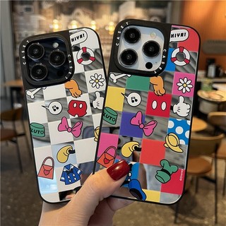 ốp iphone 11/12/13/14/15/16/17 Pro Max Mickey Rainbow Checkerboard Mirror Case For ốp lưng iphone 11,12,13,14,15,16,11PM,12PM,13PM,14PM,15PM,16PM