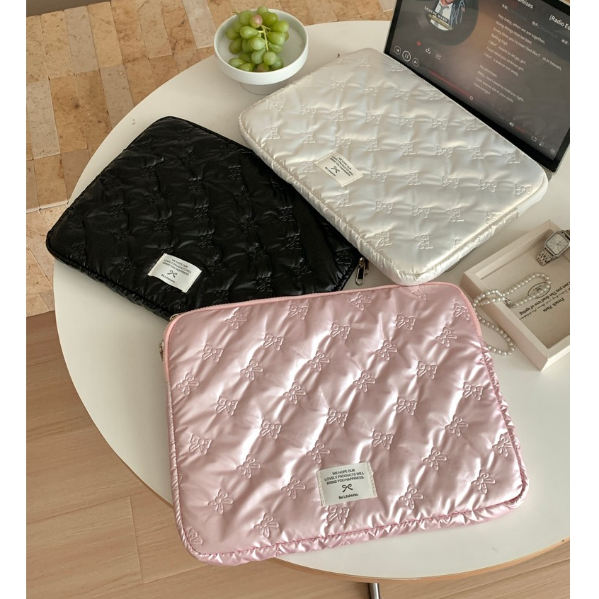 Túi Laptop Ins Hàn Quốc Mới Bóng Nơ Chống Sốc Máy Tính Bảng Chống Thấm Nước Túi Lót Máy Tính Thích Hợp Cho 9.7 10.2 10.9 11 13 14 15 15.6Inch