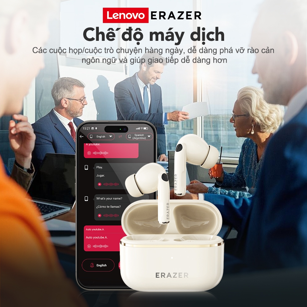 Tai nghe dịch thuật Lenovo ERAZER XT89 PRO Tai nghe Bluetooth không dây có bản dịch AI thời gian thực 134 ngôn ngữ Tai nghe nhét tai khử tiếng ồnTWS | BigBuy360 - bigbuy360.vn