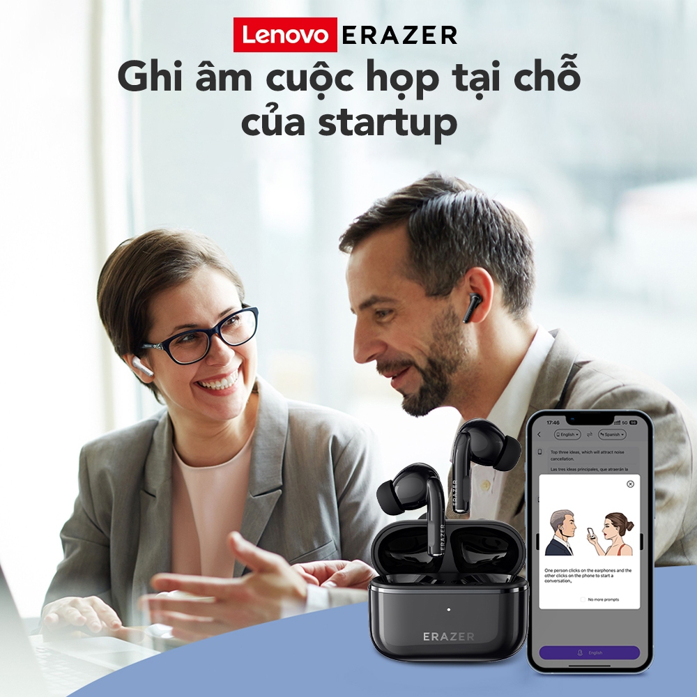 Tai nghe dịch thuật Lenovo ERAZER XT89 PRO Tai nghe Bluetooth không dây có bản dịch AI thời gian thực 134 ngôn ngữ Tai nghe nhét tai khử tiếng ồnTWS | BigBuy360 - bigbuy360.vn