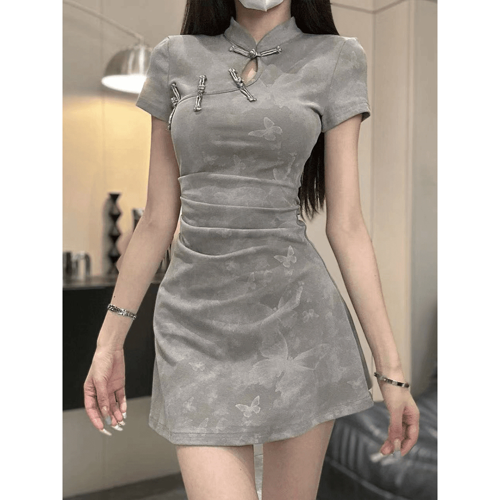 U Gonna S Dress Nữ Cải Tiến Sườn Xám Hiện Đại Tay Ngắn Gợi Cảm Trên Đầu Gối Cổ Trung Quốc Thời Trang Thanh Lịch Chữ A 2025 Co Giãn Bữa Tối Đảng Hoa | BigBuy360 - bigbuy360.vn