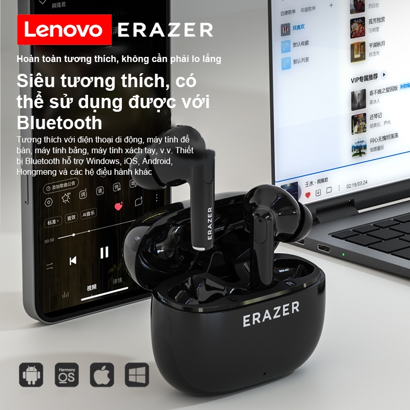 Tai nghe dịch thuật Lenovo ER AZER XT69 PRO Tai nghe Bluetooth không dây có bản dịch AI thời gian thực 134 ngôn ngữ Tai nghe nhét tai khử tiếng ồnTWS | BigBuy360 - bigbuy360.vn